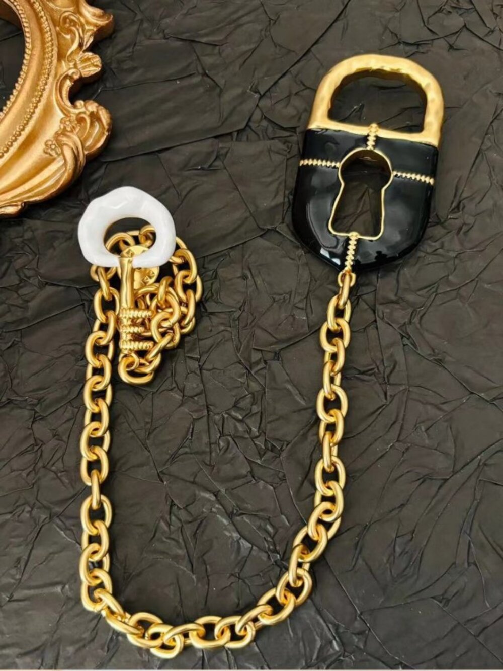 Schiaparelli Chain Enamel Brooch